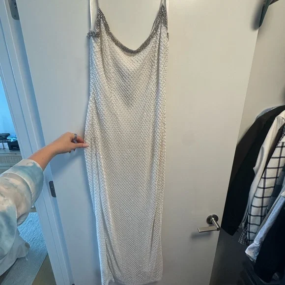 Mac Duggal White and Silver Women's Dress - Picture 1 of 5